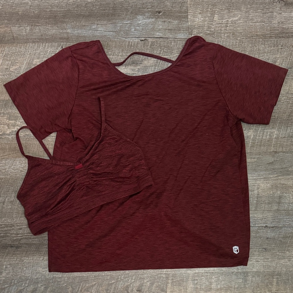 Born Primitive Heathered Maroon Top and Bra Set M